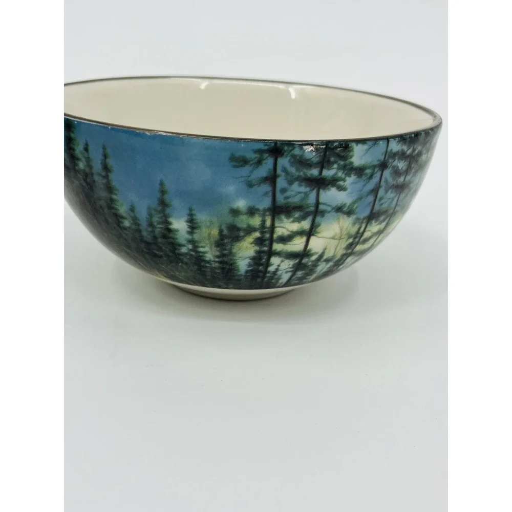 Pair of 2 Cabelas Bowls Stoneware by James Hautman Bothers Autumn Whitetails
